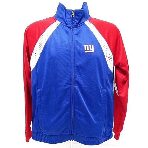 Women's NFL New York Giants Red Blue Jersey Knit Light Weight Jacket Size Medium - Picture 1 of 6